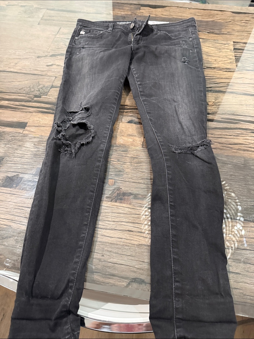 AG Adriano Goldschmied Black Distressed Skinny Jeans